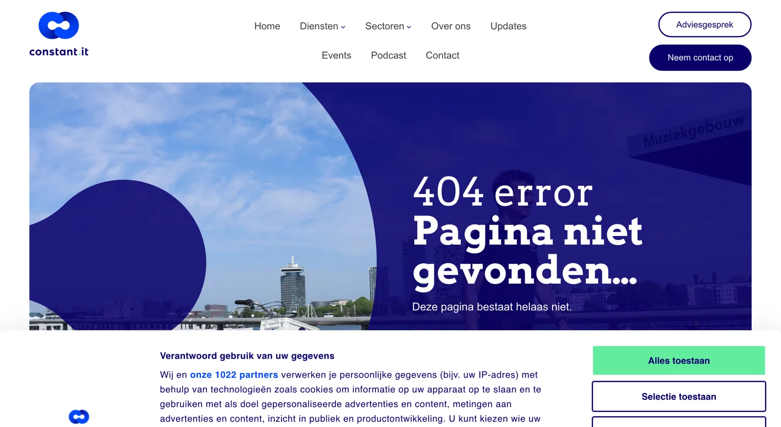 De pagina /updates/page/11/ van constant.it toont 404 error, pagina niet gevonden